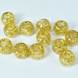 9mm Glitter Gold Plastic Beads